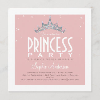 Hübsche Party Einladung Tiara-Prinzessin-Birthday