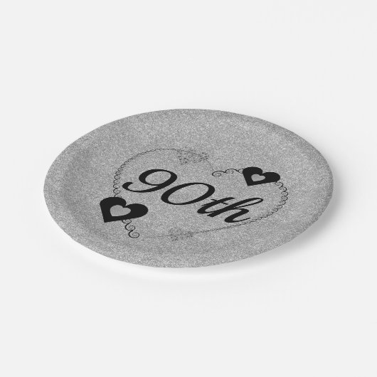 Hübsche Party Teller 90. (Schrägansicht)