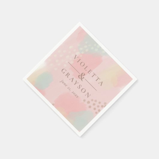 Hübsche Pasta Rosa Moderne Kunst Serviette (Ecke)