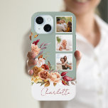 Hübsche Pastel-Aquarellfarben-Blume, 3 Fotos mit N Case-Mate iPhone Hülle<br><div class="desc">Passen Sie dieses hübsche dreiteilige Template-Design mit Ihrem Namen oder Monogramm auf einem leeren Label-Element an,  das Sie mit der Farbe Ihrer Wahl anpassen können. Es ist mit einem farbenfrohen Eckenspray aus Aquarellrot,  Rost- und Elfenbein-Rose und Chrysanthemen mit schlängelgrünem und braunem Blattwerk ausgestattet. Die Hintergrundfarbe kann ebenfalls bearbeitet werden.</div>