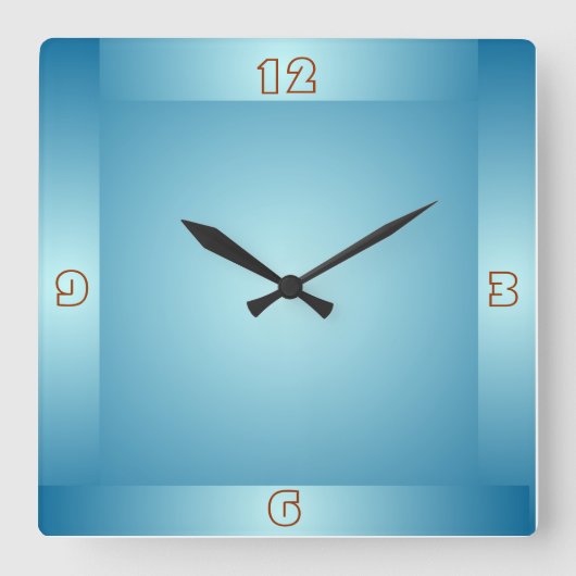 Hübsche Pastel Blue Boarder> Schlichte Küchenuhren Quadratische Wanduhr (Vorderseite)