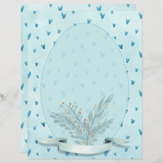 Hübsche Pastel Blue Hearts Wasserfarbenstationerie (Vorne/Hinten)