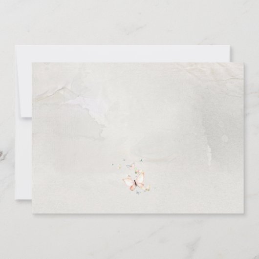 Hübsche Pastel-Butterflies-Hochzeit Einladung (Rückseite)