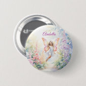 Hübsche Pastel Butterfly Faia im Blumengarten Button (Vorne & Hinten)