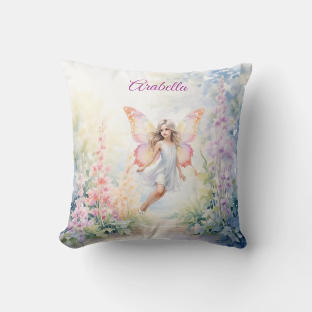Hübsche Pastel Butterfly Faia im Blumengarten Kissen (Vorderseite)
