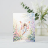 Hübsche Pastel Butterfly Faia im Blumengarten Postkarte (Stehend Vorderseite)