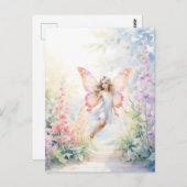 Hübsche Pastel Butterfly Faia im Blumengarten Postkarte (Vorne/Hinten)