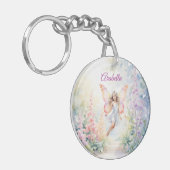 Hübsche Pastel Butterfly Faia im Blumengarten Schlüsselanhänger (Vorderseite links)