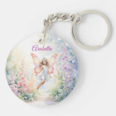 Hübsche Pastel Butterfly Faia im Blumengarten Schlüsselanhänger (Rückseite)