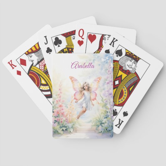 Hübsche Pastel Butterfly Faia im Blumengarten Spielkarten (Rückseite)