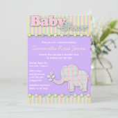 Hübsche Pastel Elephant Babydusche Einladung (Stehend Vorderseite)