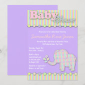 Hübsche Pastel Elephant Babydusche Einladung (Vorne/Hinten)