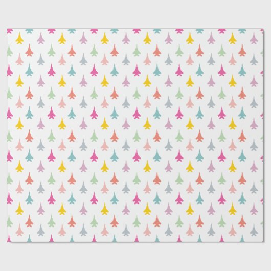 Hübsche Pastel F-15E Kampfflugzeug-Muster Geschenkpapier (Flach)