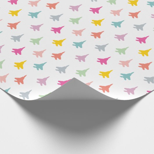 Hübsche Pastel F-15E Kampfflugzeug-Muster Geschenkpapier (Ecke)