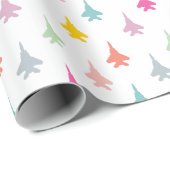 Hübsche Pastel F-15E Kampfflugzeug-Muster Geschenkpapier (Rolleneckpunkt)