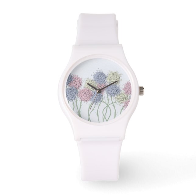 Hübsche Pastel-farbige Blume Armbanduhr (Vorderseite)