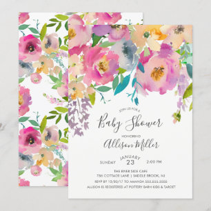 Hübsche Pastel Floral Baby Dusche Einladung