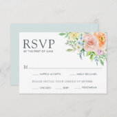 Hübsche Pastel Floral RSVP Karte (Vorne/Hinten)