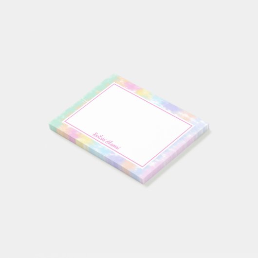 Hübsche Pastel Gefärbte Krawatte Regenbogenstreife Post-it Klebezettel (angewinkelt)