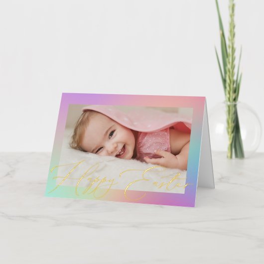 Hübsche Pastel Gradient Happy Oaster Foto Gold (Vorderseite)