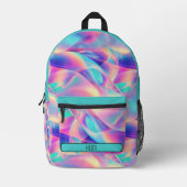 Hübsche Pastel Holographic Rainbow Metallic Bedruckter Rucksack (Vorderseite)