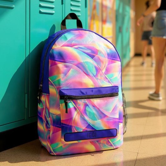Hübsche Pastel Holographic Rainbow Metallic Bedruckter Rucksack