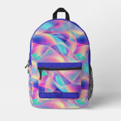 Hübsche Pastel Holographic Rainbow Metallic Bedruckter Rucksack (Vorderseite)