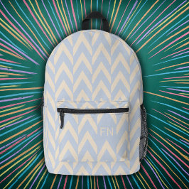 Hübsche Pastel Lila Zickzack Monogramm-Initialen Bedruckter Rucksack