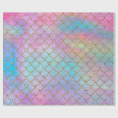 Hübsche Pastel Mermaid Scales Dragon farbenfroh Geschenkpapier (Flach)