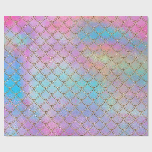 Hübsche Pastel Mermaid Scales Dragon farbenfroh Geschenkpapier (Flach)