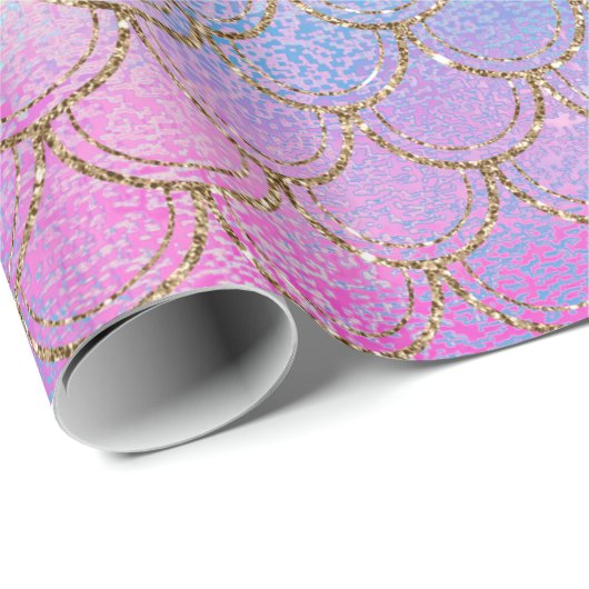Hübsche Pastel Mermaid Scales Dragon farbenfroh Geschenkpapier (Rolleneckpunkt)