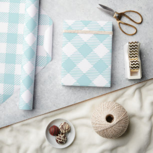 Hübsche Pastel Mint Buffalo Kariertes Diagonal Mus Geschenkpapier