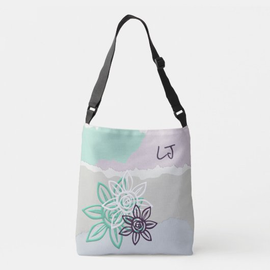 Hübsche Pastel Mit Monogramm Tote Beutel Tragetaschen Mit Langen Trägern (Rückseite)