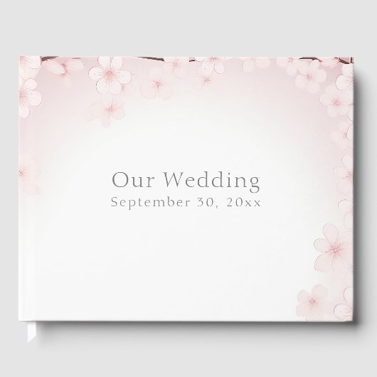 Hübsche Pastel Pink Cherry Blossom Hochzeit Gästebuch (Vorderseite)