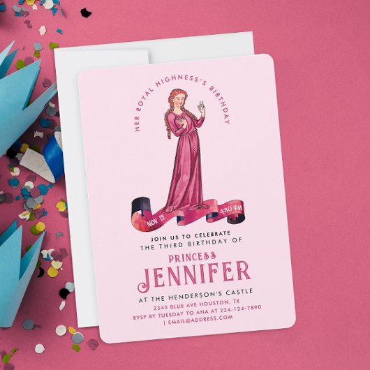 Hübsche Pastel Pink Prinzessin Fairytale verzauber Einladung