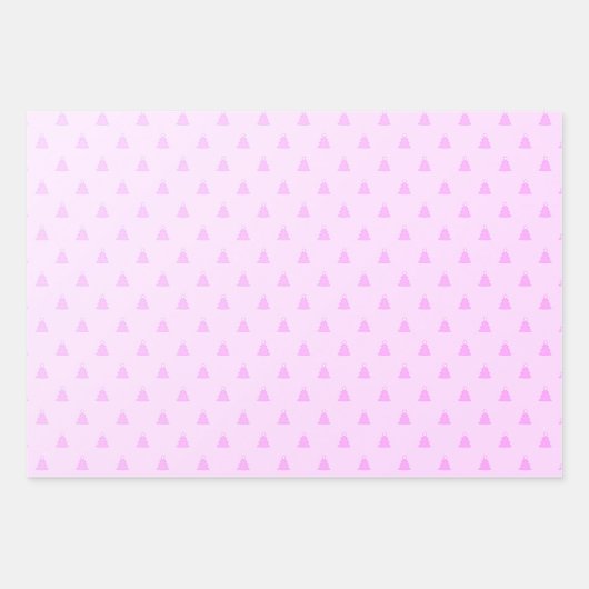 Hübsche Pastel Pink Weihnachtsbaummuster Geschenkpapier Set (Vorderseite)