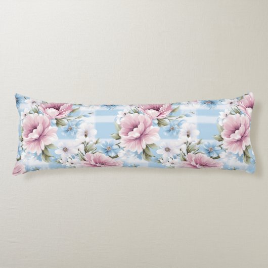 HÜBSCHE PASTEL PINK WHUE BLAUE WATERCOLOR BLUME SEITENSCHLÄFERKISSEN (Vorderseite)