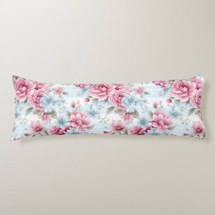 HÜBSCHE PASTEL PINK WHUE BLAUE WATERCOLOR BLUME SEITENSCHLÄFERKISSEN