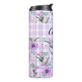 HÜBSCHE PASTEL PURPLE BLUMEN MIT KARIERTEN PATTERN THERMOSBECHER (Nach links gedreht)