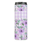 HÜBSCHE PASTEL PURPLE BLUMEN MIT KARIERTEN PATTERN THERMOSBECHER (Rückseite)