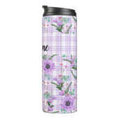 HÜBSCHE PASTEL PURPLE BLUMEN MIT KARIERTEN PATTERN THERMOSBECHER (Nach rechts gedreht)