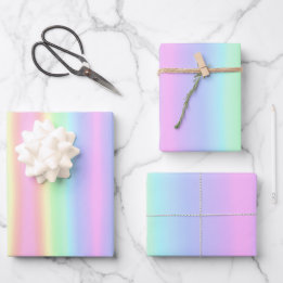 Hübsche Pastel Rainbow Gradient Geschenkpapier Set