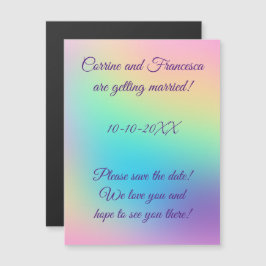 Hübsche Pastel Rainbow Gradient Save the Date Magneteinladung