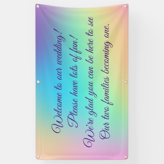 Hübsche Pastel Rainbow Gradient Wedding Banner (Vertikal)