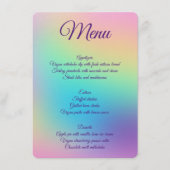 Hübsche Pastel Rainbow Gradient Wedding Menükarte (Vorderseite)