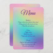 Hübsche Pastel Rainbow Gradient Wedding Menükarte (Vorne/Hinten)