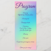 Hübsche Pastel Rainbow Gradient Wedding Programm (Vorderseite)