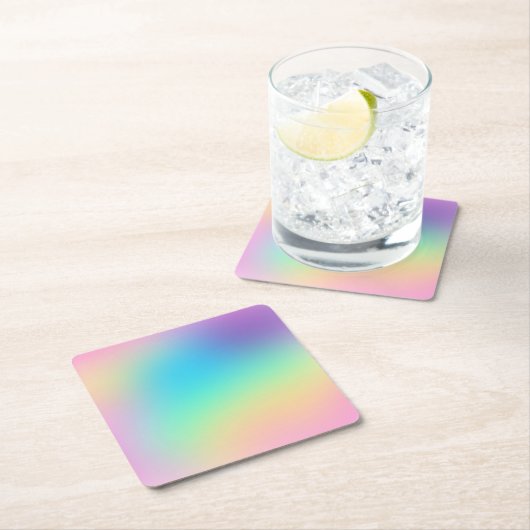 Hübsche Pastel Rainbow Gradient Wedding Rechteckiger Pappuntersetzer (Vor Ort)