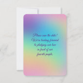 Hübsche Pastel Rainbow Gradient Wedding Save The Date (Rückseite)