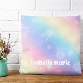 Hübsche Pastel Rainbow Sparkle Personalisiert Girl Kissen